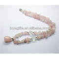 Rose Quartz chip Necklace with rose quartz tumbled stone pendant